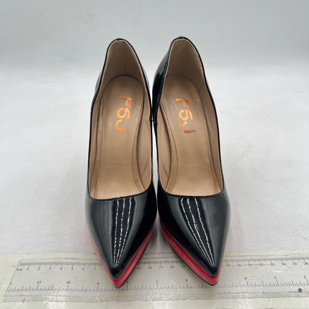 FSJ Black Classic Stiletto Heels Platform Pumps Pointed Toe Formal Shoes Office - Picture 2 of 7